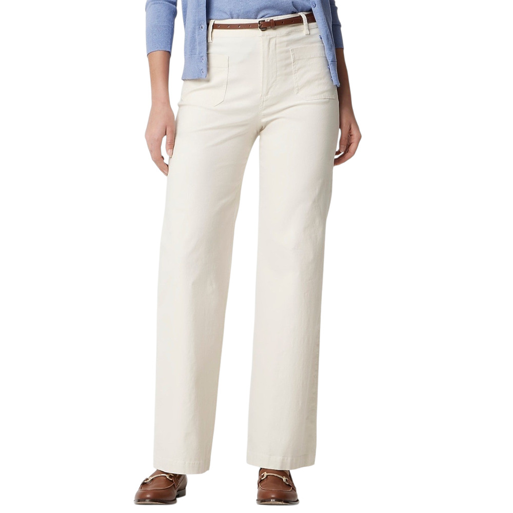 J Crew Lizzie Wide Leg Patch Pocket Pants Cotton Linen Natural Cream Preppy 30